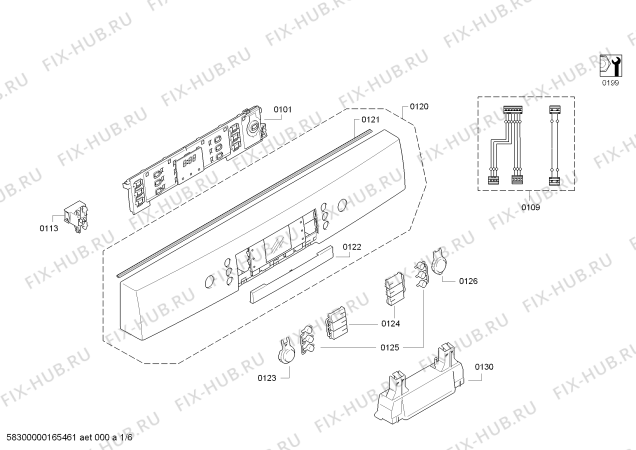 Схема №6 SMS53M02GC made in germany с изображением Передняя панель для посудомоечной машины Bosch 00707436
