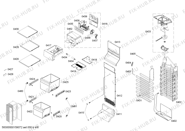 Схема №4 KAD62V401 Bosch с изображением Шина для холодильной камеры Bosch 00674811