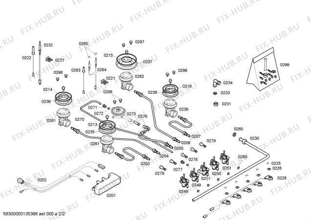 Схема №2 T2596N0AU Neff с изображением Головка поджига для плиты (духовки) Siemens 00425797