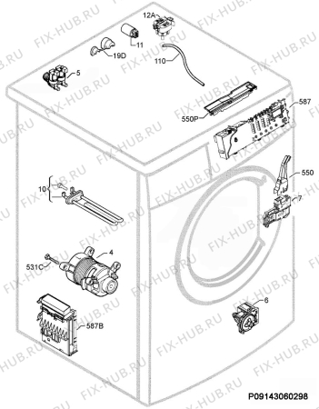 Взрыв-схема стиральной машины Electrolux EWF167320W - Схема узла Electrical equipment 268