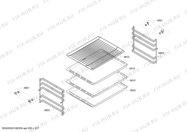 Схема №6 HCA744660R с изображением Крышка для духового шкафа Bosch 00773415