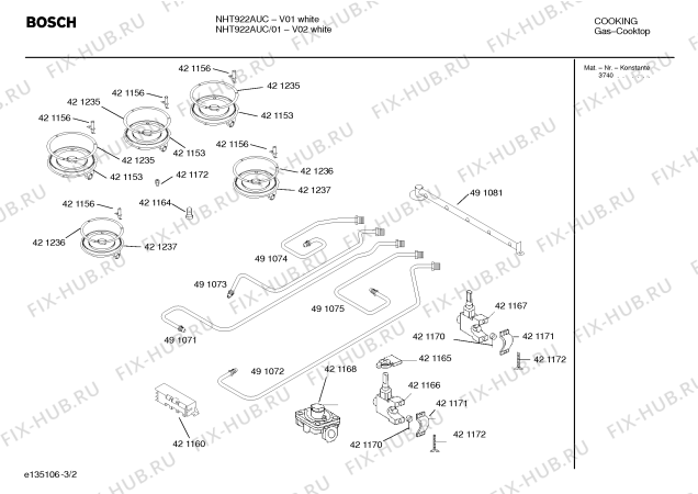 Схема №2 NHT922AUC с изображением Кольцо для плиты (духовки) Bosch 00421229