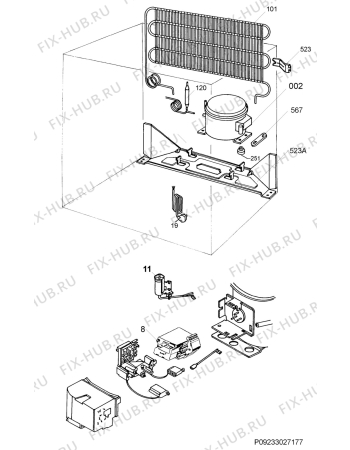 Взрыв-схема холодильника Zanussi ZRX71100WA - Схема узла Cooling system 017