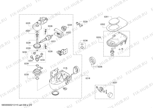 Взрыв-схема кухонного комбайна Bosch MUM56Z40 - Схема узла 02