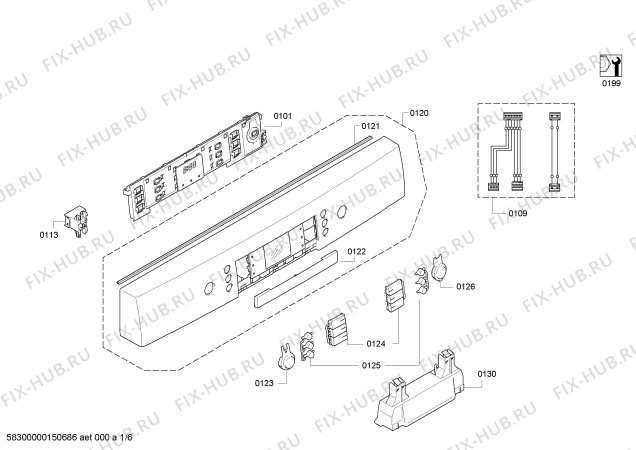 Схема №5 SMS65M08AU с изображением Передняя панель для посудомойки Bosch 00702442