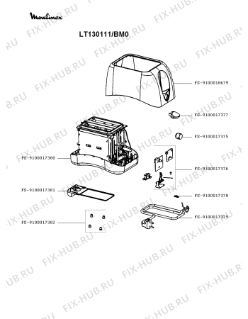 Схема №1 LT130E11/BM0 с изображением Клавиша для тостера (фритюрницы) Tefal FS-9100017375