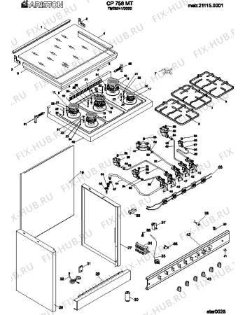Взрыв-схема плиты (духовки) Indesit CP758MT2 (F029240) - Схема узла
