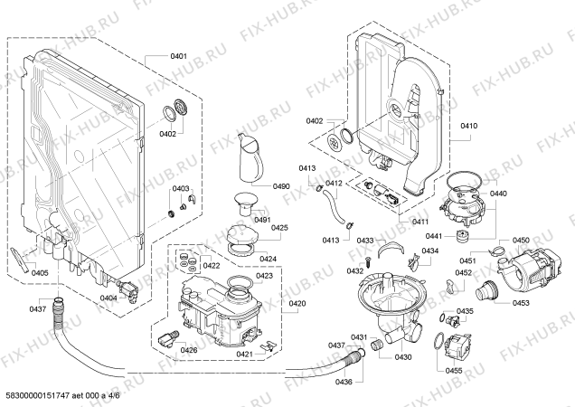 Взрыв-схема посудомоечной машины Siemens SN36M456EU - Схема узла 04