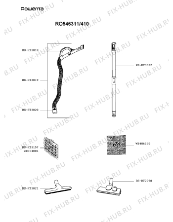 Взрыв-схема пылесоса Rowenta RO546311/410 - Схема узла JP004512.7P2