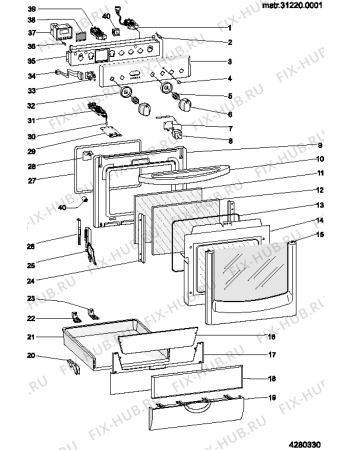 Взрыв-схема плиты (духовки) Ariston C65F7WF (F030185) - Схема узла