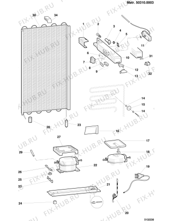 Взрыв-схема холодильника Indesit FR3502TEU (F014474) - Схема узла