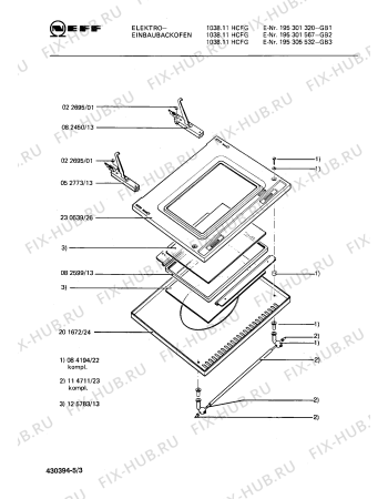 Схема №3 195301567 1038.11HCFG с изображением Лампа для электропечи Bosch 00053723
