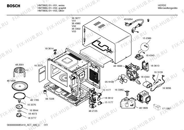 Схема №3 HMT886L с изображением Панель управления для свч печи Bosch 00364979