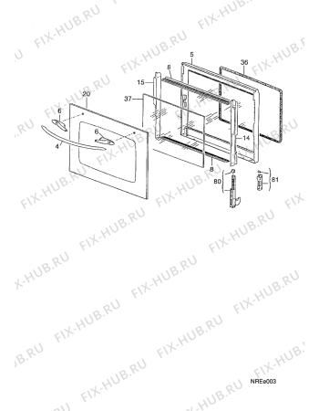 Взрыв-схема плиты (духовки) Electrolux EOB977X2  FAE M.C.UK - Схема узла Door 003