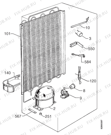 Взрыв-схема холодильника Arthurmartinelux AR8206D - Схема узла Cooling system 017