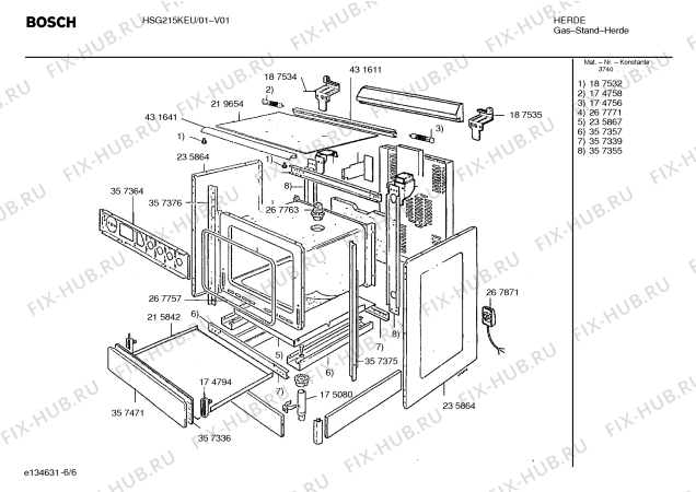 Взрыв-схема плиты (духовки) Bosch HSG215KEU Bosch - Схема узла 06
