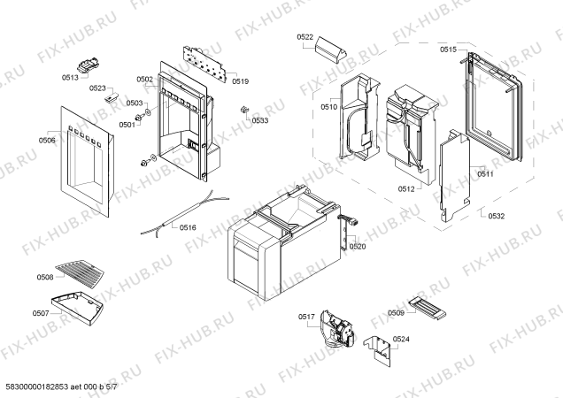 Схема №6 T24ID800LP с изображением Рамка для холодильника Bosch 00791514