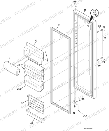 Взрыв-схема холодильника Electrolux ERL6297XS10 - Схема узла Refrigerator door