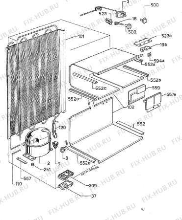 Взрыв-схема холодильника Zoppas PV240L - Схема узла Cooling system 017