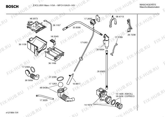 Схема №4 WFO115A EXCLUSIV Maxx 115 A с изображением Инструкция по установке и эксплуатации для стиральной машины Bosch 00529777