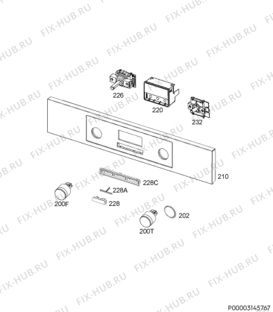 Взрыв-схема плиты (духовки) Zanussi ZOP37987XU - Схема узла Command panel 037