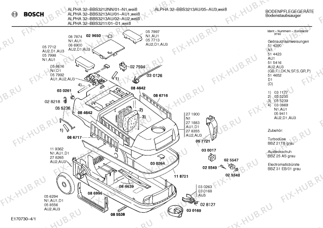 Схема №2 BBS3212GB ALPHA 32 с изображением Модуль для пылесоса Bosch 00057992