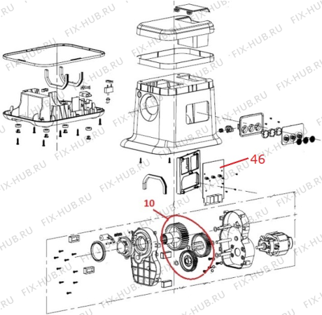 Взрыв-схема мясорубки Gorenje MG2500TJW (362785, LW6129) - Схема узла 02