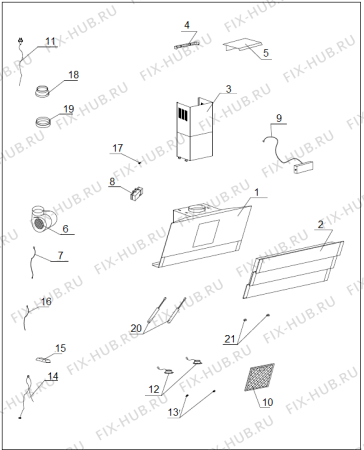 Схема №1 DVG 9545 HB (355382, HO 750) с изображением Дверь для электровытяжки Gorenje 380772