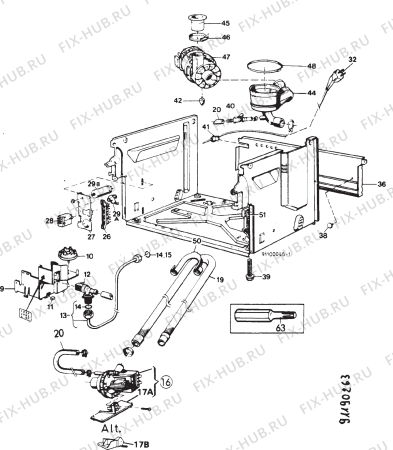 Взрыв-схема посудомоечной машины Zoppas PL63 - Схема узла Section 6