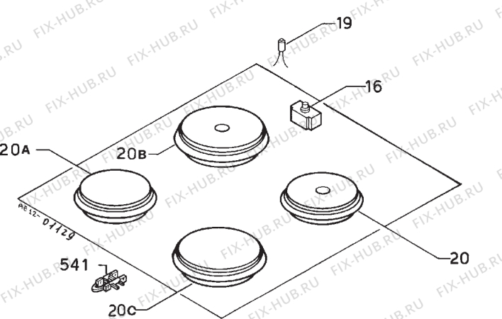 Взрыв-схема плиты (духовки) Zanussi EH67B - Схема узла Functional parts 267