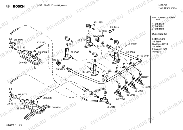 Схема №5 HSF152AEU с изображением Панель для плиты (духовки) Bosch 00351682