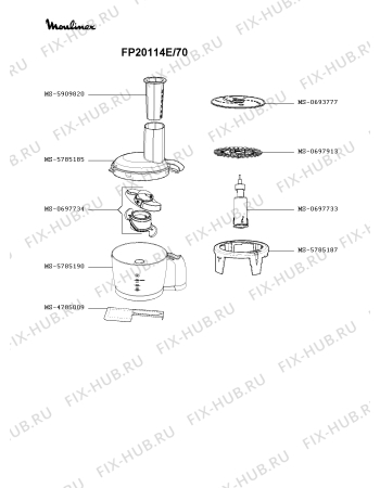 Схема №2 FP20314E/70 с изображением Корпусная деталь для электрокомбайна Moulinex MS-0678833