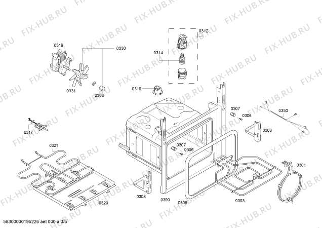 Схема №4 HBA34B162 H.BO.NP.L3D.IN.GLASS.B1a.N.E3_COT/ с изображением Модуль управления, запрограммированный для электропечи Bosch 11017160