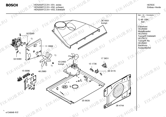 Схема №6 HEN206FCC с изображением Инструкция по эксплуатации для плиты (духовки) Bosch 00584701