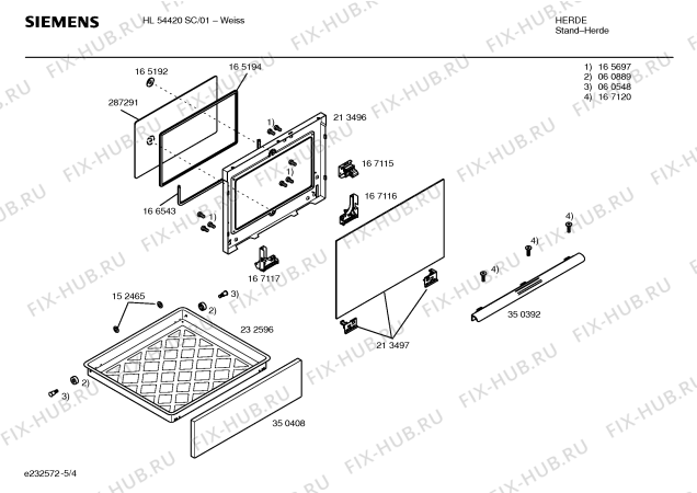 Взрыв-схема плиты (духовки) Siemens HL54420SC - Схема узла 04