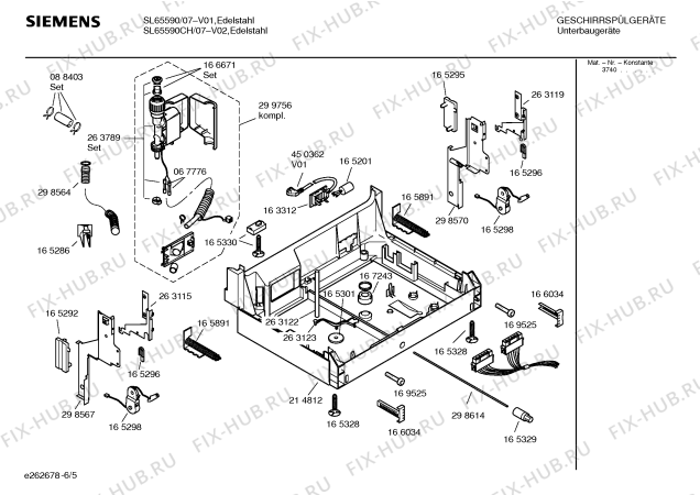 Взрыв-схема посудомоечной машины Siemens SL65590 - Схема узла 05