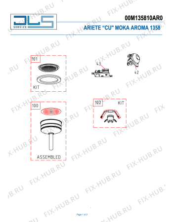 Схема №1 MOKA AROMA (W/PCBA) (ONLY X CUBA) с изображением Отключатель для кофеварки (кофемашины) ARIETE AT4061220040