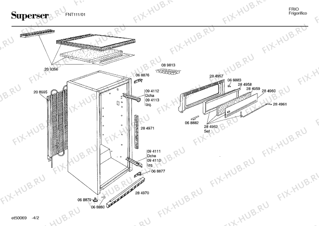 Взрыв-схема холодильника Superser FNT111 - Схема узла 02