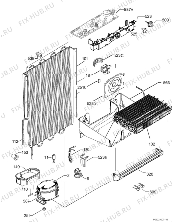 Взрыв-схема холодильника Zanker ZKFF226 - Схема узла Cooling system 017