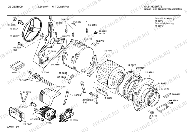 Схема №6 WITDD02FF De Dietrich LB6619f11 с изображением Переключатель для стиральной машины Bosch 00067158