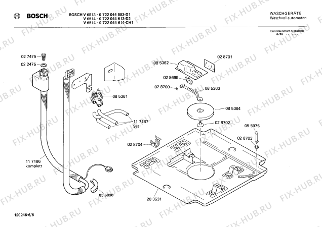 Взрыв-схема стиральной машины Bosch 0722044553 V6513 - Схема узла 06