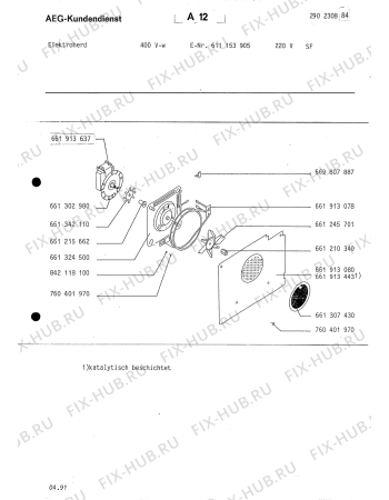 Взрыв-схема плиты (духовки) Aeg 400V-W SF - Схема узла Section5