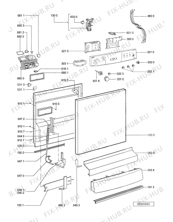 Схема №2 ADP 6736 WH с изображением Панель для электропосудомоечной машины Whirlpool 481245373739
