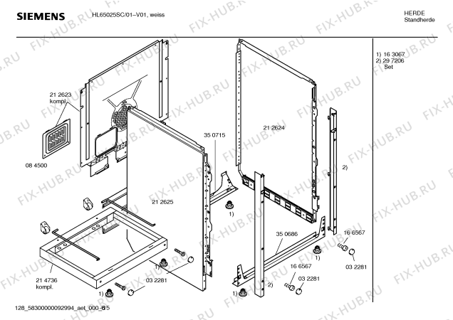 Взрыв-схема плиты (духовки) Siemens HL65025SC - Схема узла 05
