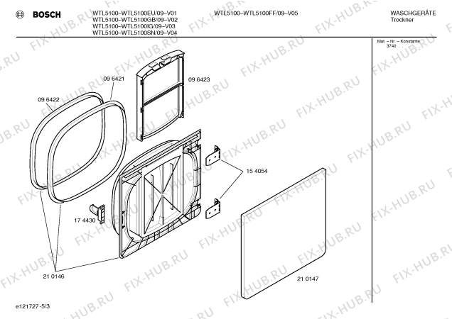 Схема №5 WTL5100FF WTL5100 с изображением Вкладыш в панель для сушилки Bosch 00353871