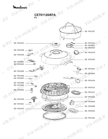 Взрыв-схема мультиварки (пароварки) Moulinex CE701120/87A - Схема узла XP004982.1P2