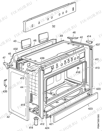 Взрыв-схема комплектующей Zanussi Z9060X - Схема узла Section 4