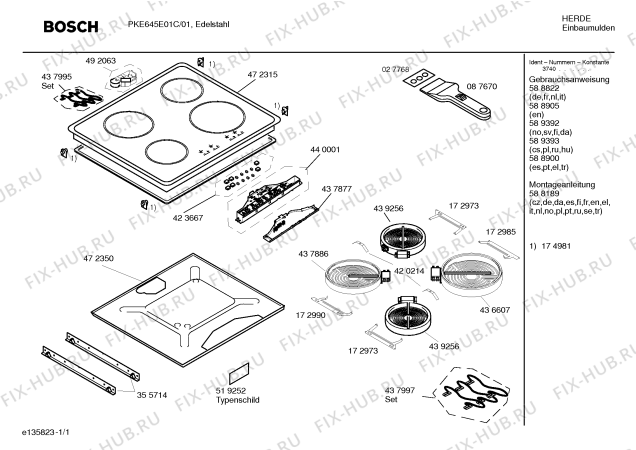 Схема №1 ET715501C с изображением Модуль управления для плиты (духовки) Siemens 00440001