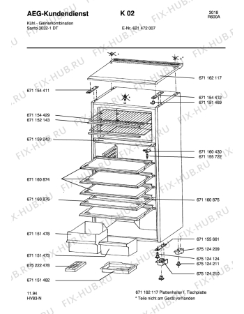 Взрыв-схема холодильника Aeg S3032-1DT - Схема узла Housing 001