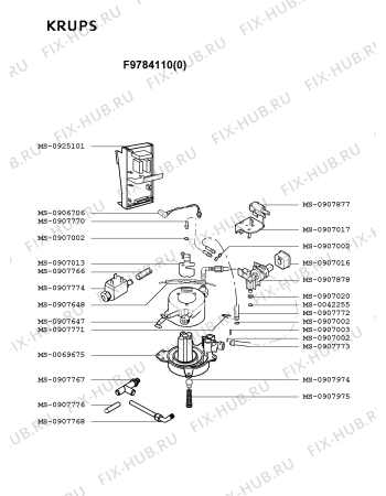 Взрыв-схема кофеварки (кофемашины) Krups F9784110(0) - Схема узла YP001864.6P3